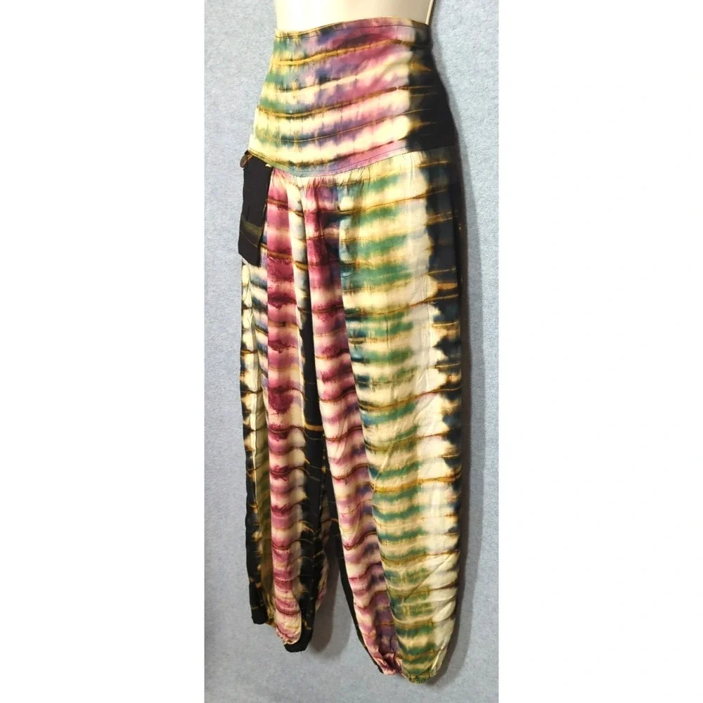Earthbound Trading Co Harem Jogger Pants S Drop Waist Tie Dye Boho Trendy Flowy - Picture 3 of 9